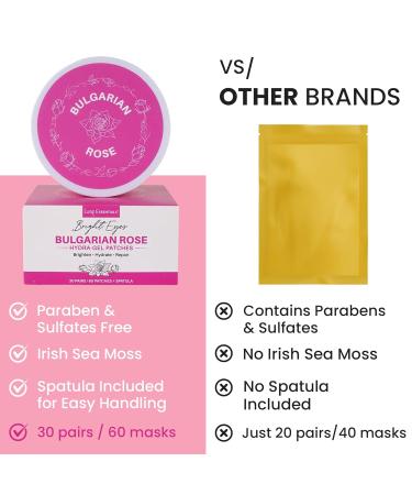 Under Eye Masks with Irish Sea Moss Bulgarian Rose & Hyaluronic Acid - 60 Eye Gels (30 Pairs) for Men & Women - Buy Online on GoSupps.com