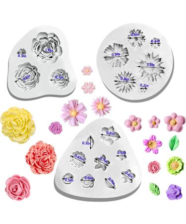3Pcs Flower Clay Molds - Rose, Daisy, Sunflower Silicone Molds for Polymer Clay Jewelry Making - Buy Online on GoSupps.com
