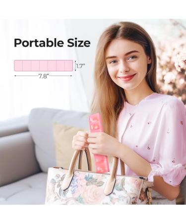 AUVON Weekly Pill Organizer - Arthritis Friendly BPA-Free Portable & Cute Pill Case for Vitamins Supplements & Medications - Effortless Opening Design 7 Day (Pink - Holds 6 Fish Oils - Buy Online on GoSupps.com