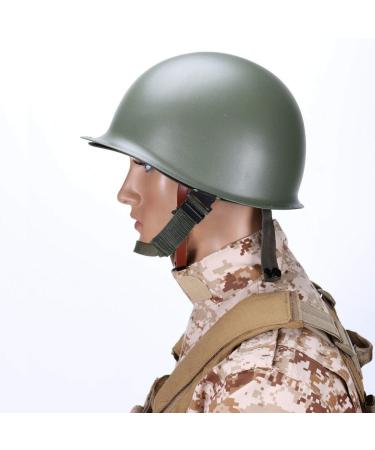 AMSUER WWII US Military Steel M1 Helmet Replica Field Green Large - Ideal for Cosplay and Army Outdoor Games - Buy Online on GoSupps.com