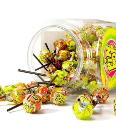LOLLIPOPS BUBBLEGUM FILLED PIN POP SOUR MIX FLAVOURS LOLLIES KIDS PARTY BAGS (25) Assorted