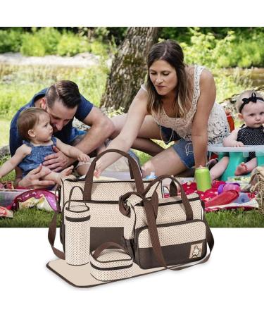 Halovie Multifunction Diaper Backpack - Adjustable 5-Part Shoulder Bag with Large Capacity for Baby Bottles - Stylish Brown Travel Bag - Buy Online on GoSupps.com