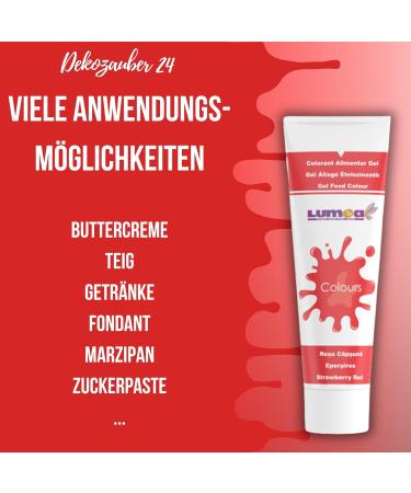 Dekozauber24 Strawberry Red Food Coloring Gel - 30g Tube for Fondant Marzipan & Cake Decoration | International Shipping Available - Buy Online on GoSupps.com