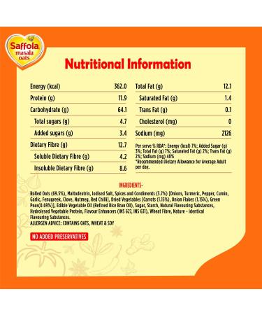 Saffola Masala Oats 38g: Classic Tasty & Healthy Evening Snack - Buy Online on GoSupps.com