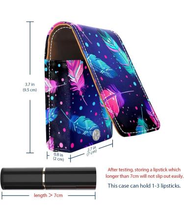 Feather Boho Lip Gloss Holder & Lipstick Case - Portable Makeup Bag with Mirror | Multi-Color Mini Lipstick Organizer for Women - Buy Online on GoSupps.com