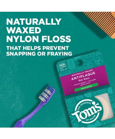 Tom s of Maine Naturally Waxed Antiplaque Dental Floss - Spearmint Flavor 32 Yards | Eco-Friendly Oral Care - Buy Online on GoSupps.com