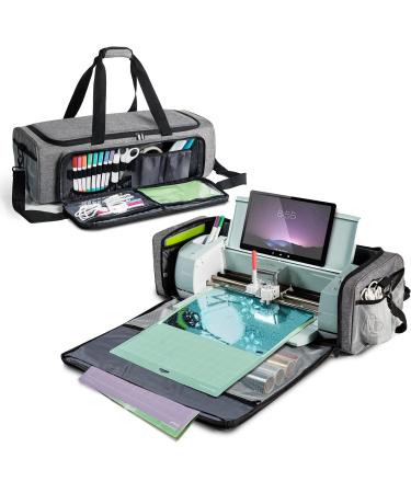 IMAGINING Carrying Case Bag Compatible with Cricut Maker Maker 3 Explore Air 2 Explore 3 Large Opening Cricut Storage for Cricut Accessories Grey-Full Open