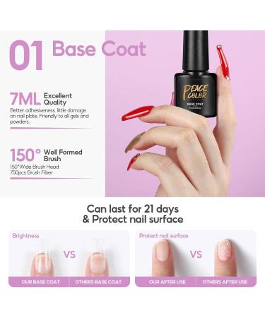 PEACECOLOR Top and Base Coat Matte Top Coat Set No Wipe Soak off Gel Base and Matte Top Coat Gel Nail Polish Nail Lamp Needed High Glossy and Long Lasting Shine Finish for Home DIY Use XA-27 - Buy Online on GoSupps.com