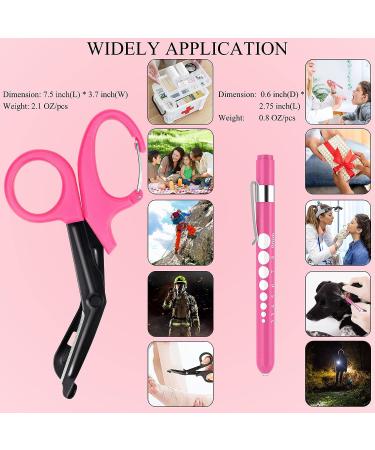 MOVOCA Nurse Penlight & Scissors Set - LED Penlight with Pupil Gauge, 7.5 Bandage Scissors EMT Trauma Shears - Hot Pink, Ideal for Doctors & Nurses - Buy Online on GoSupps.com