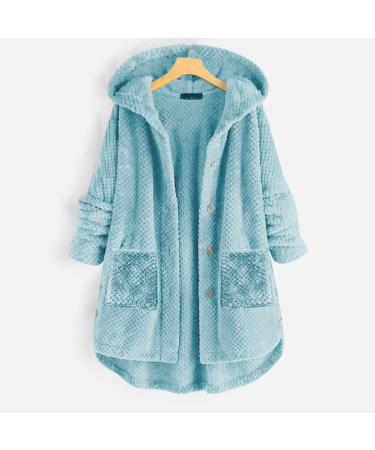 Hanxiulin Oversize Plush Jacket for Women - Warm Lined Fleece Sweatshirt Windproof Coat & Thick Cardigan - Breathable XL Winter Jacket in Light Blue - Buy Online on GoSupps.com