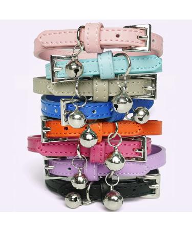 Pupteck 2 PCS Soft Leather Cat Kitten Collar - Vibrant Colors for Stylish Pets - Buy Online on GoSupps.com
