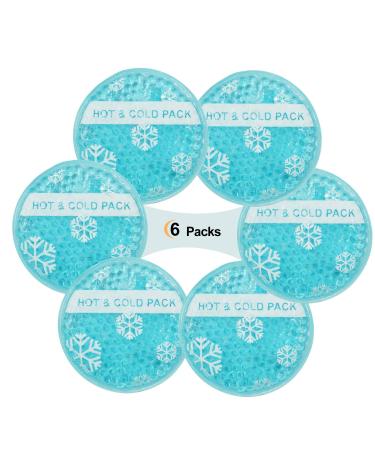 Small Hot Cold 6 Packs Reusable Round Gel Beads Ice Pack with Cloth Backing Hot and Cold Therapy for Breastfeed Injury Kids Pain Relief Headache Tired Eyes Wisdom Teeth Sinus Relief