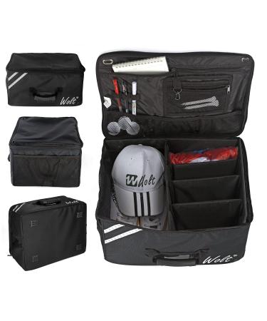 WOLT Golf Trunk Organizer Storage - Waterproof Car Golf Locker for Golf Accessories, Golf Gloves, Tees, Balls, Collapsible & Adjustable Clapboard Design Black