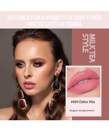 Long Lasting Waterproof Matte Lipstick - Pink Velvet Lip Gloss for Women (#604 Dolce Vita) - Buy Online on GoSupps.com
