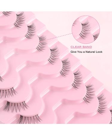 Sixstarhair Wispy Cat Eye Half Lashes - 10 Pairs of Natural Handmade False Eyelashes with Clear Band for Corner Lashes - H-W8 - Buy Online on GoSupps.com