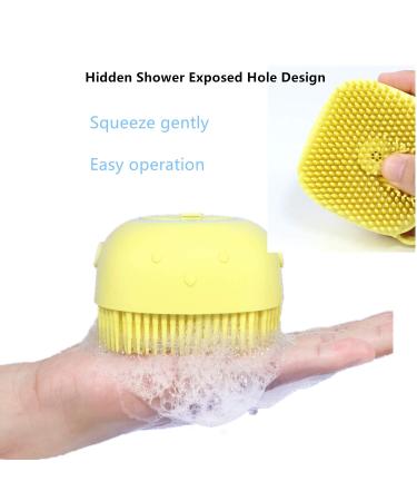 Silicone Bathroom Brush & Massage Shampoo Dispenser - Soft Shower Cleaning Tool for Kids Pets & Adults - Yellow - Buy Online on GoSupps.com