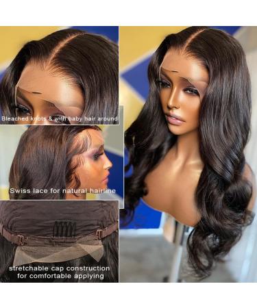 MSRANI 13x6 HD Transparent Body Wave Lace Front Wig 18 - 100% Human Hair, Pre Plucked, Bleached Knots, 180% Density, Glueless, with Baby Hair for Women - Black - Buy Online on GoSupps.com