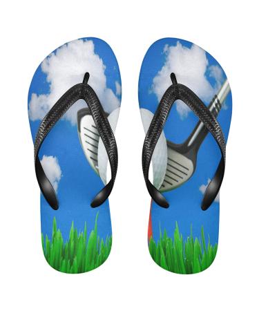 Mnsruu Golf Ball Tee Green Leaves Flip Flops Flip Sandals Slippers Hotel Spa Bedroom Travel XL for Men Women