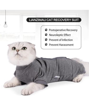 LIANZIMAU Cat Surgery Recovery Suit S | Long Sleeve Spay Surgical Vest for Abdominal Wounds | E-Collar Alternative | Skin Disease Relief | New Grey - Buy Online on GoSupps.com