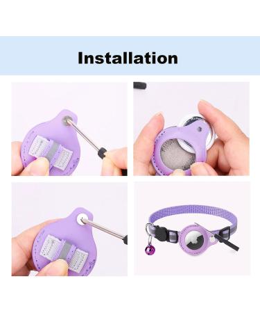 Mouyou Airtag Cat Neck Band - Soft Nylon Reflective Collar with Bell & Safety Clasp Adjustable 22-34cm Purple - Track Your Cat Safely! - Buy Online on GoSupps.com