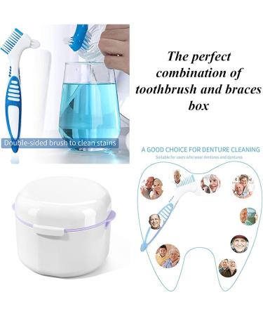 Dental Prosthesis Box with Sieve | Denture Case Set for Storage & Cleaning | White Dental Box with Cleaner Brushes - Buy Online on GoSupps.com