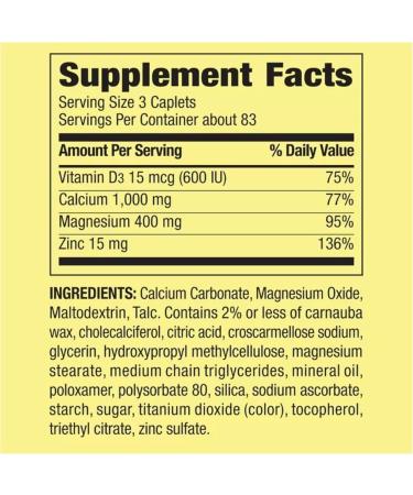 Calcium Magnesium Zinc with Vitamin D3 | Calcium Supplement | Calcium Magnesium Zinc | Calcium 600 mg with Vitamin D3 | Calcium Magnesium Supplement + Elesb o 22 Sticker - Buy Online on GoSupps.com