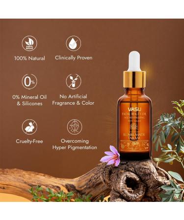 VAYUP Facial Beauty Oil enriched with Kumkumadi Tailam - 100% Natural Face Oil Gives Natural Glow to Your Face A Unique Blend of 5 Precious Oils with Potent Herbs - 25 ml - Buy Online on GoSupps.com