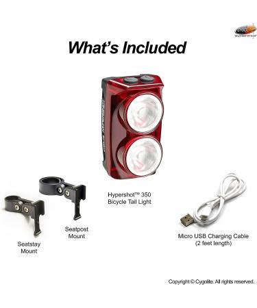 Cygolite Hypershot 350 Lumen Bike Tail Light | 7 Modes, Adjustable Speeds, USB Rechargeable | Compact & Durable for Busy Streets - Buy Online on GoSupps.com