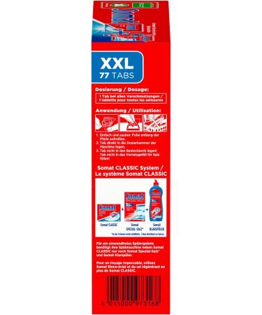 Somat Classic Dishwasher Tabs XXL Pack - 154 Tabs for Daily Dishwashing & Glass Protection | International Shipping Available - Buy Online on GoSupps.com