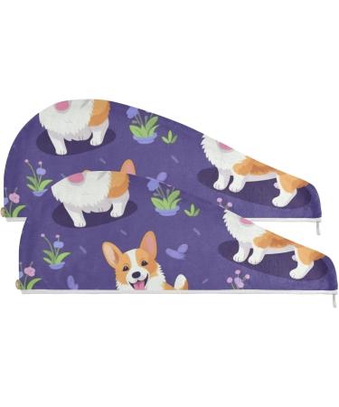 Dog Purple Hair Towel 2 Pack | Super Absorbent Quick Dry Hair Turbans for Women & Girls - Perfect for All Hair Types - Buy Online on GoSupps.com