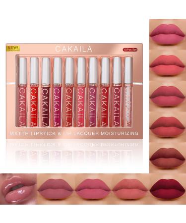 Lip gloss set 10 colors nude matt lipstick non-stick cup lip gloss liquid lipstick set waterproof durable liquid lipstick set (01) - Buy Online on GoSupps.com