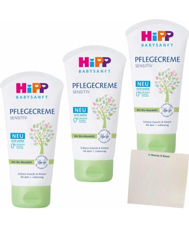 usy Lot de 3 cr mes de soin Hipp Babysanft l'huile d'amande (3 x 75 ml) + bloc usy