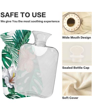 NAANLE Hot Water Bottle with Cover - Watercolor Palm Leaf & Flower | 2L Large | Menstrual Cramps Relief & Heat Therapy - Buy Online on GoSupps.com