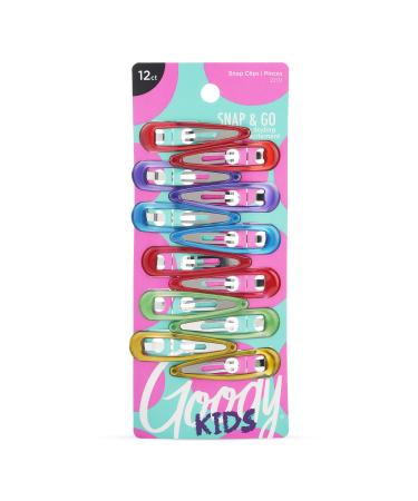 Goody Kids Contour Snap Clips - 12 Count Assorted Colors - Just Snap Into Place - Suitable for All Hair Types - Pain-Free Hair Accessories for Women and Girls - All Day Comfort - Buy Online on GoSupps.com