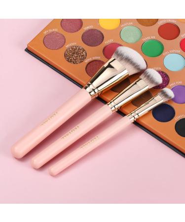 TEOYALL Flat Angled Brushes | Flawless Foundation & Concealer Brush Set | Bronzer Brush - Liquid Cream Powder - Pink (L/M/S) - Shop Internationally - Buy Online on GoSupps.com