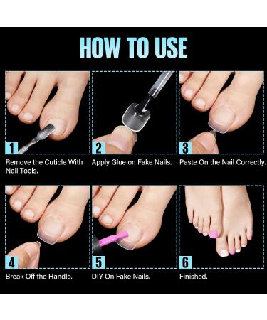 Tomicca 240 Pieces Transparent Artificial Toenails Kit - 12 Sizes Full Cover Acrylic False Toenails for Women - DIY Nail Art Accessories - Buy Online on GoSupps.com