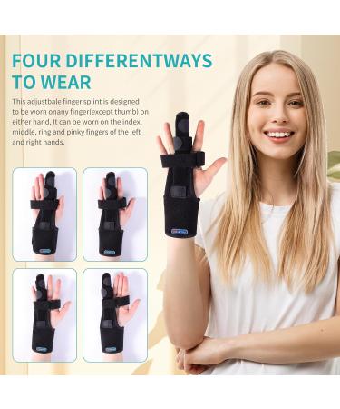 Buy Adjustable Finger Splint Brace for Trigger Finger Support - Right & Left Hand - Fits Index Middle Ring & Pinky - Black - Buy Online on GoSupps.com