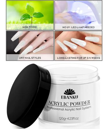 EBANKU Silver Glitter Acrylic Powder 120g/4.23oz Acrylic Powder Large Capacity Professional Acrylic Nail Powder for Nail Acrylic Extension Nail Carving Long-Lasting No Nail Lamp Needed - Buy Online on GoSupps.com