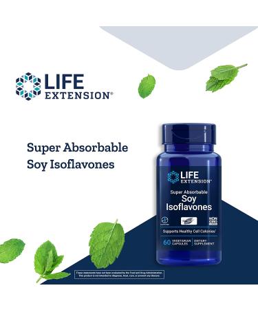 Life Extension Soy Isoflavones - Super Absorbable 60 Veg Capsules | Hormone Support & Antioxidant - Buy Online on GoSupps.com