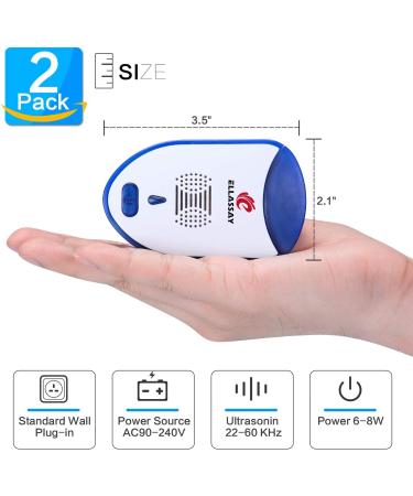 ELLASSAY Ultrasonic Pest Repeller - 2 Pack Indoor Electronic Plug-in Pest Control Repellent - Buy Online on GoSupps.com