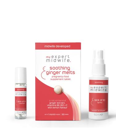 My Expert Midwife Sick Of It! Toolkit help manage Morning Sickness in pregnancy Spritz for Nausea Sick of It Rollerball Soothing Ginger Melts Natural and Safe Relief from Nausea - 50ml / 60 Melts 3 Count (Pack of 1)
