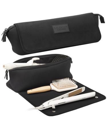 Hair Tools Travel Bag and Heat Resistant Mat for Flat Irons  Straighteners  Curling Iron  and Haircare Accessories  2-in-1 design  with Interior Pockets  Portable Organizer  Neoprene (Black)