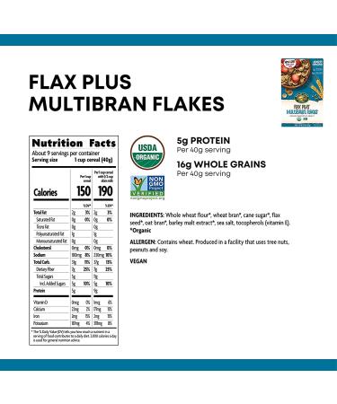 Nature's Path Organic Flax Plus Multibran Flakes Cereal  13.25 Ounce (Pack of 6)  Non-GMO  16g Whole Grains  with Omega-3 Rich Flax Seeds - Buy Online on GoSupps.com