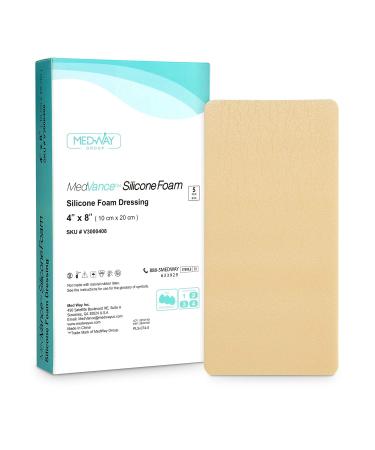 MedVance TM Silicone - Silicone Adhesive Foam Absorbent Dressing, 4"x8", Box of 5 dressings