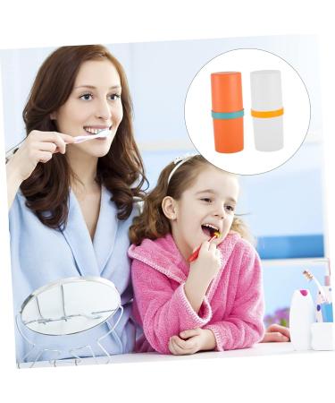 Beavorty Toothbrush Holder Set - 6-Piece Travel Organizer & Toothpaste Grinding Cup - White & Orange - Durable Toothbrush Case & Accessories - Buy Online on GoSupps.com