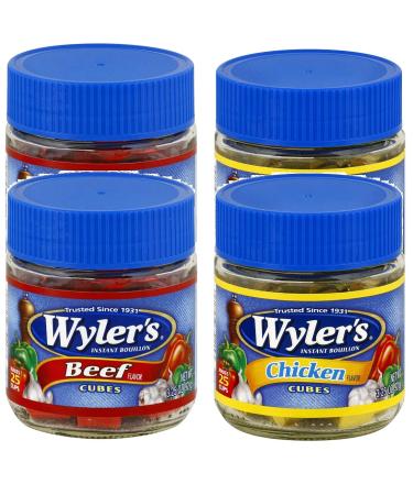 WYLERS Wylers Beef and Chicken Bouillon Cubes  3.25 Ounce  4 Total Jars (2 of each) 20041258081001