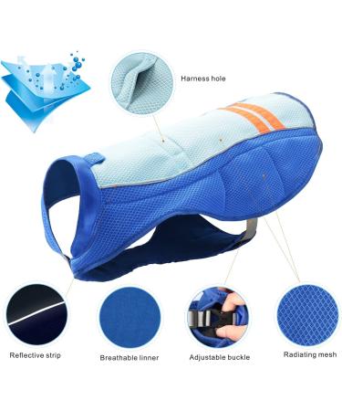 MOSUCOURL Dog Cooling Vest - Breathable Summer Coat for Dogs | Anti-Heat Evaporative Jacket for Outdoor Activities (Blue XS) - Buy Online on GoSupps.com