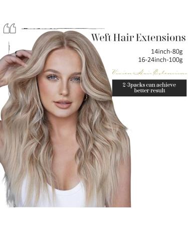 Buy Vivien Extensions Real Hair Tress - Ash Blonde Highlight & Bleach Blonde 80g | Perfect for Sewing #P16/25cm - Buy Online on GoSupps.com