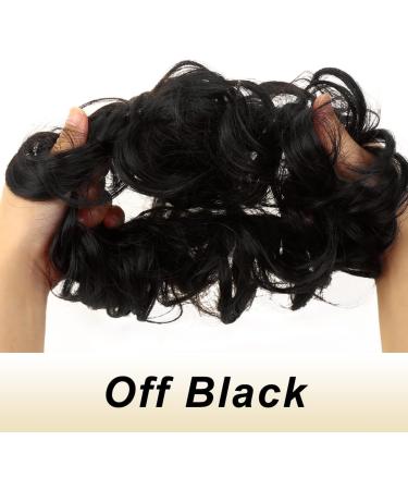 JJstar 2PCS Curly Messy Bun Hair Pieces in Off Black - High Heat Resistant Synthetic Fiber Scrunchies for Women and Girls - Buy Online on GoSupps.com