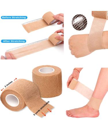 16-Pack 2 x 5 Yards Self Adhesive Vet Wrap | Breathable Cohesive Bandage for Pets | Flesh-Colored Athletic Elastic Wrap | Ideal for Sports Injuries (Beige) - Buy Online on GoSupps.com